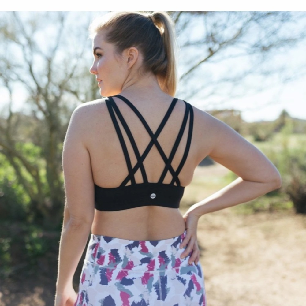 Senita black strappy sports bra